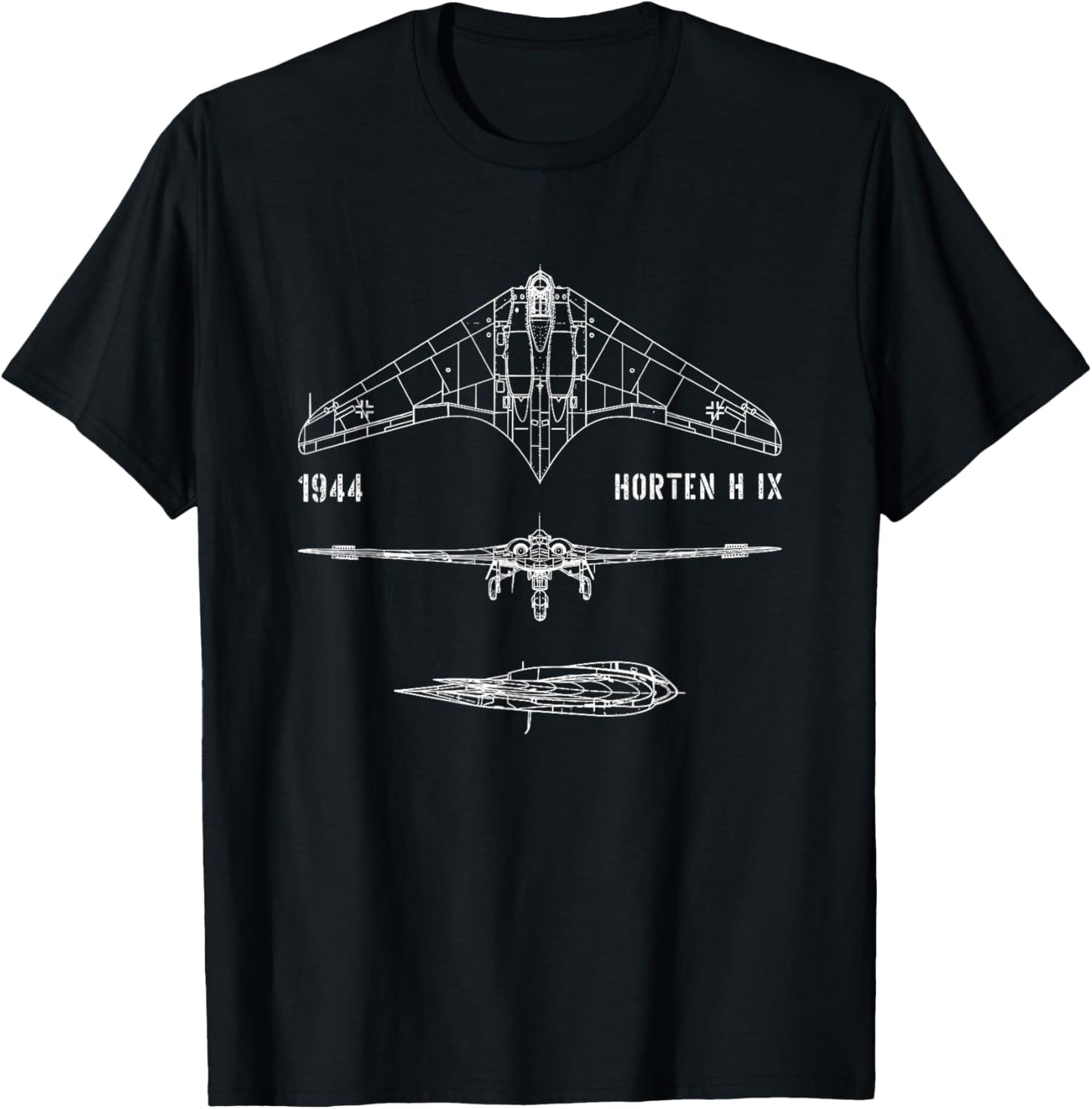 HO-229 Horten H IX Only Wing Aircraft Jet Aircraft T-Shirt - T-Shirt | Black