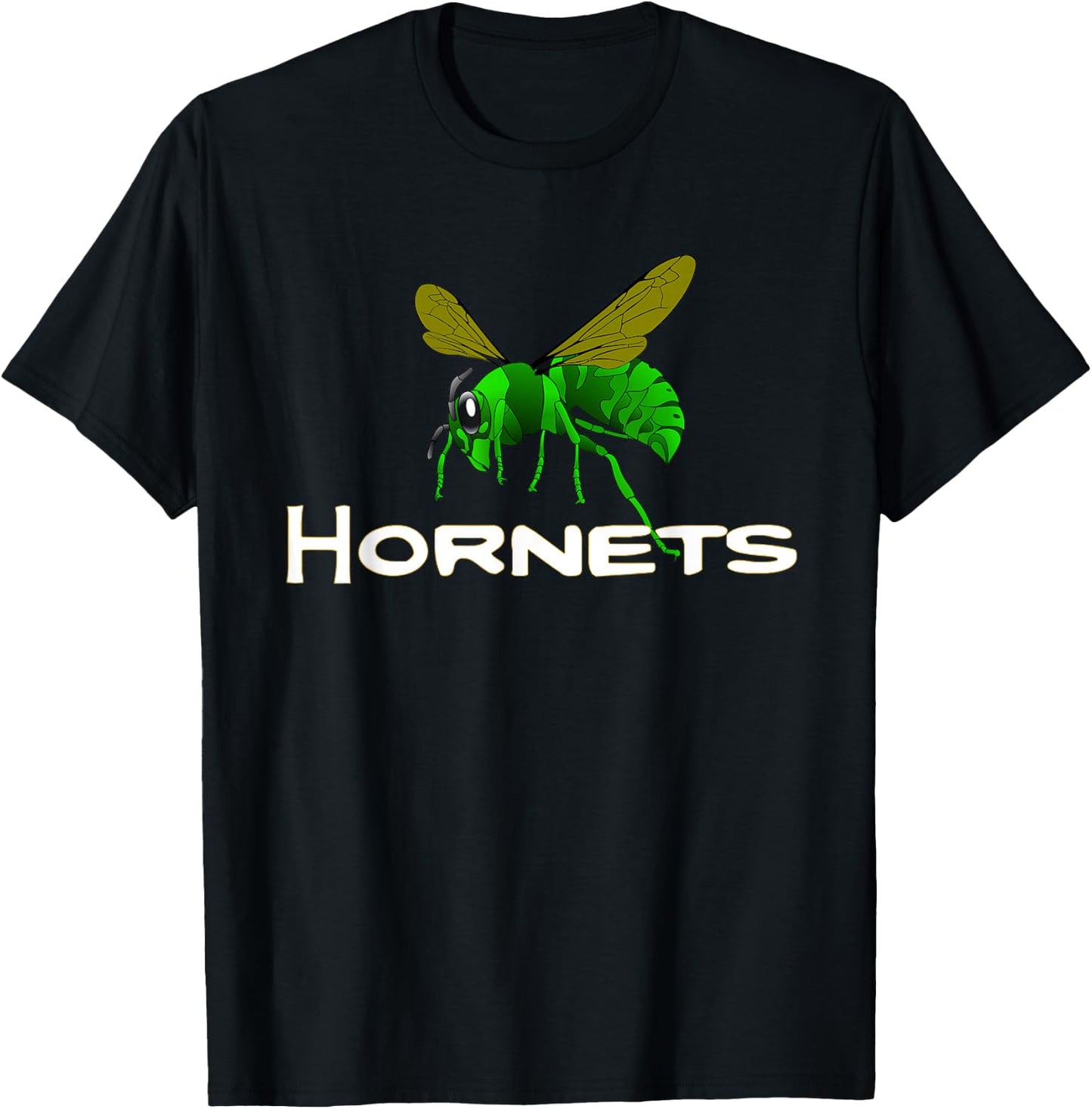 Go Green Hornets Football Baseball Basketball Cheer Team Fan T-Shirt - T-Shirt | Black