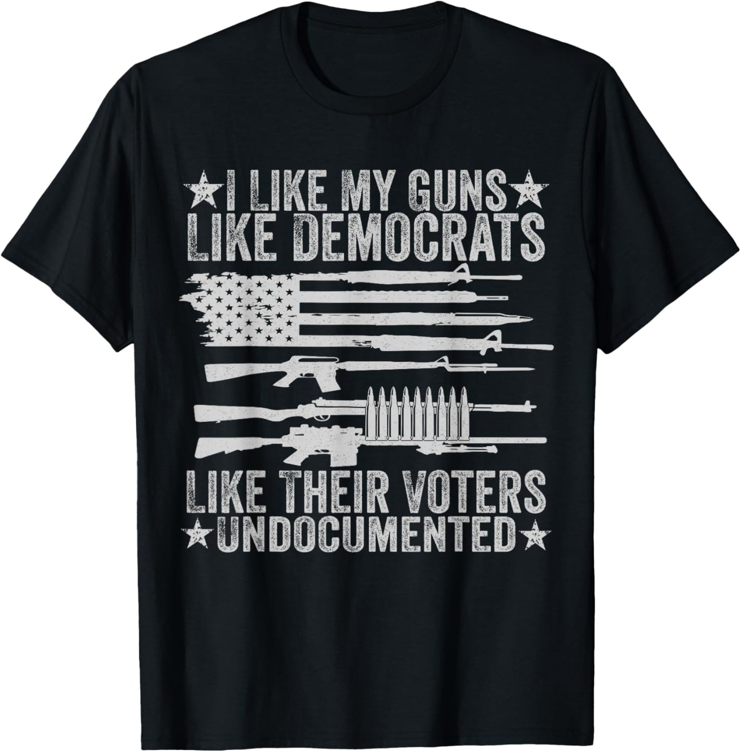 USA Flag I Like My Guns Like Democrats Like Their Voters Men T-Shirt - T-Shirt | Black