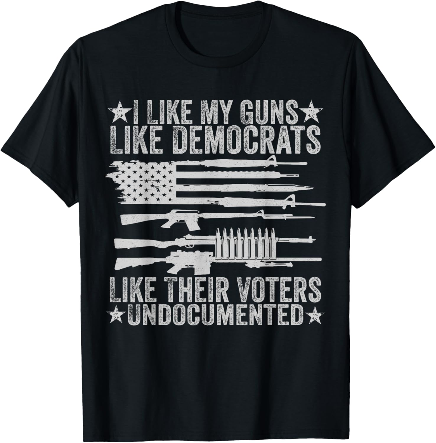 USA Flag I Like My Guns Like Democrats Like Their Voters Men T-Shirt - T-Shirt | Black