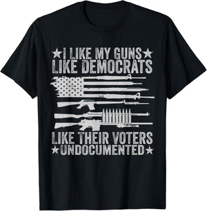 USA Flag I Like My Guns Like Democrats Like Their Voters Men T-Shirt - T-Shirt | Black
