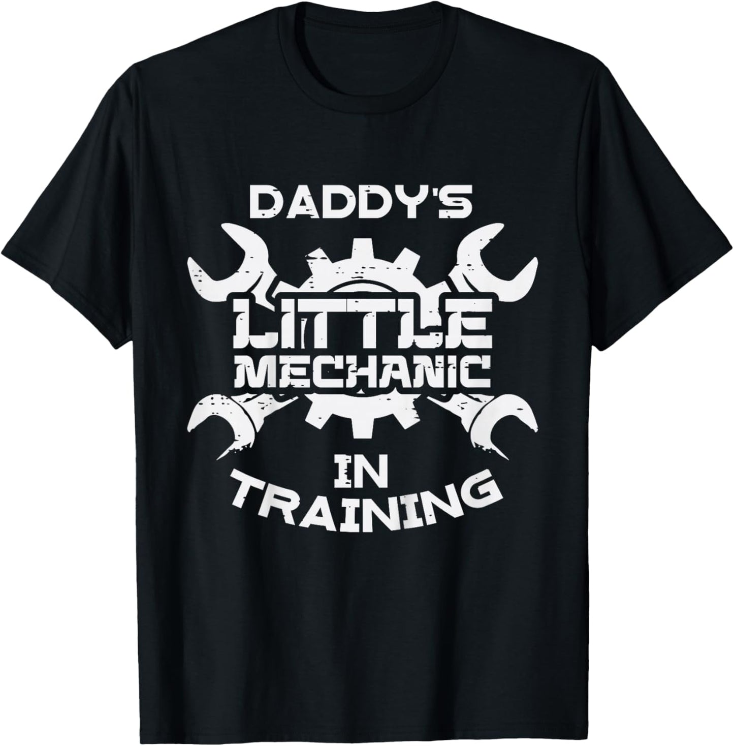 Kids Daddys Little Mechanic In Training Boys Girls Kids Toddler T-Shirt - T-Shirt | Black