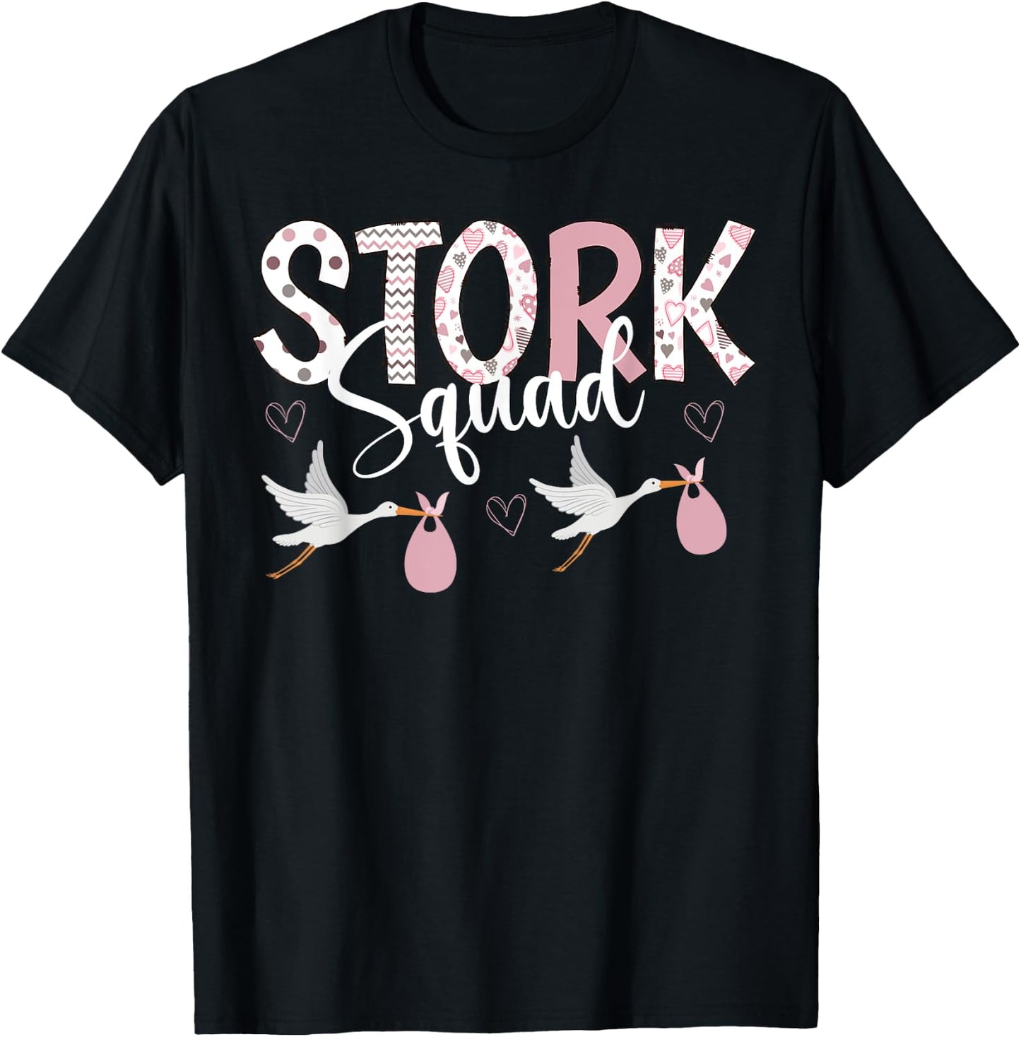 Valentines Stork Squad L&D Mother Baby Unit NICU Nurse Squad T-Shirt - T-Shirt | Black