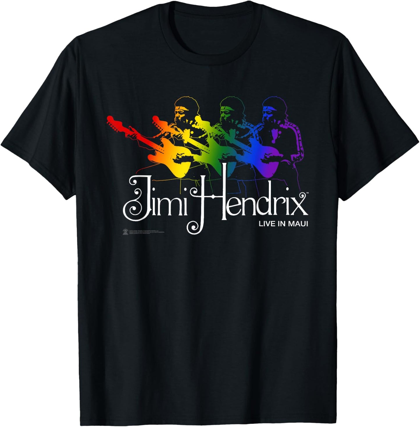 Jimi Hendrix Official Live in Maui Rainbow Guitar T-Shirt - T-Shirt | Black