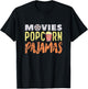 Funny Pajama Party Movies Night Gift Snack Popcorn T-Shirt - T-Shirt | Black