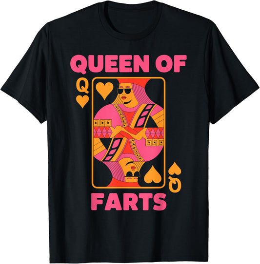 Queen of Farts Playing Cards Retro Funny Embarrassing Joke T-Shirt - T-Shirt | Black