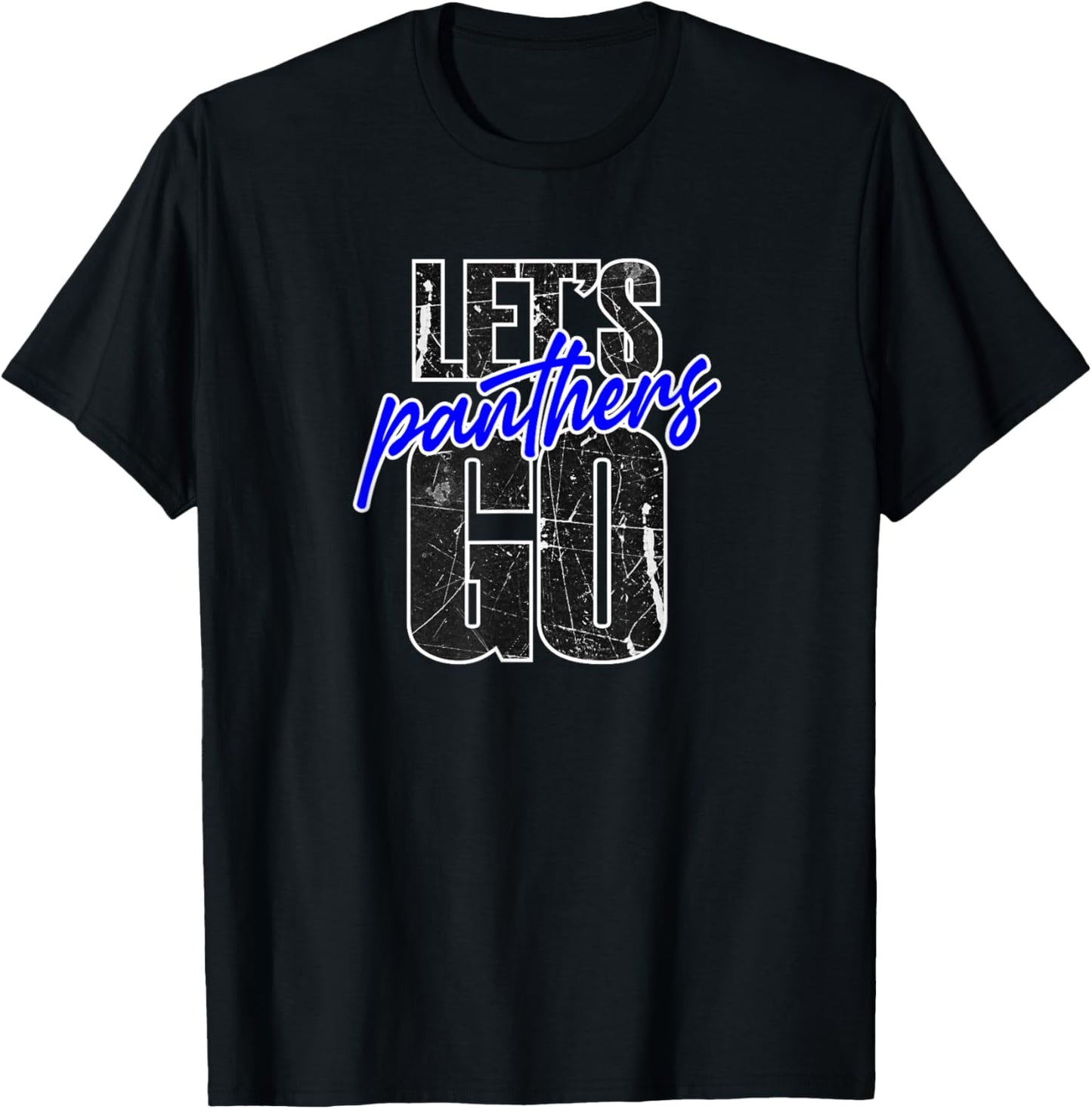 Go Panthers Mascot School Spirit Blue and Black T-Shirt - T-Shirt | Black