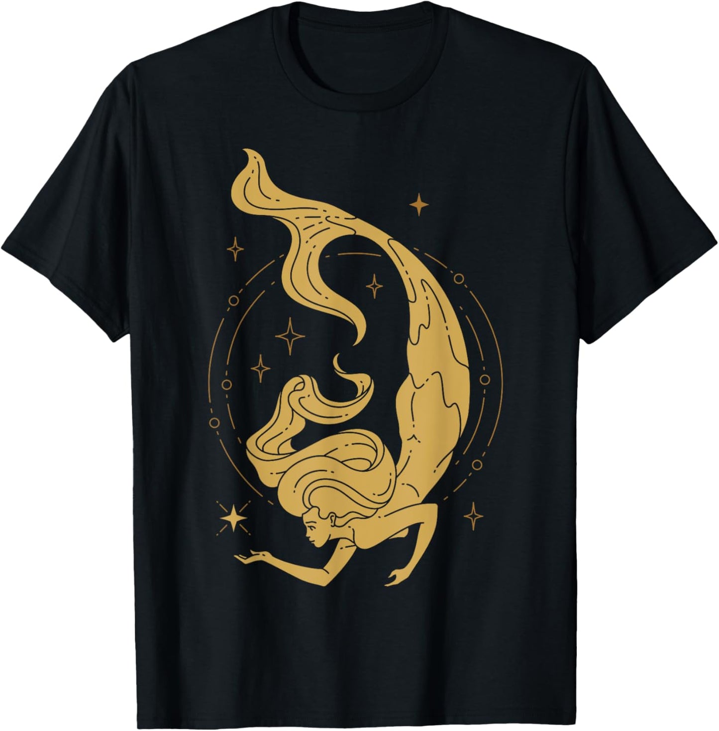 Fairy Tale Mermaid Tarot Cards Beautiful Mermaid Star Power T-Shirt - T-Shirt | Black