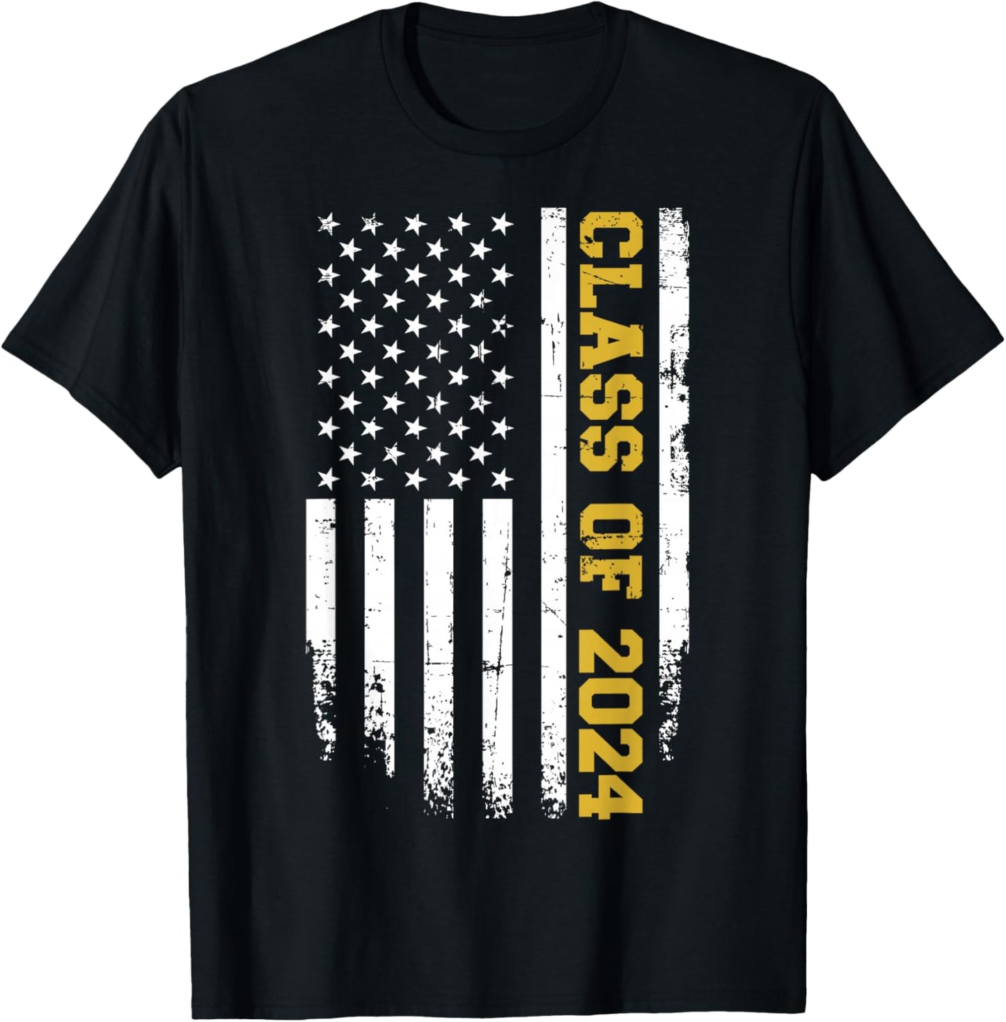 Class of 2024 graduation us vintage flag T-Shirt - T-Shirt | Black