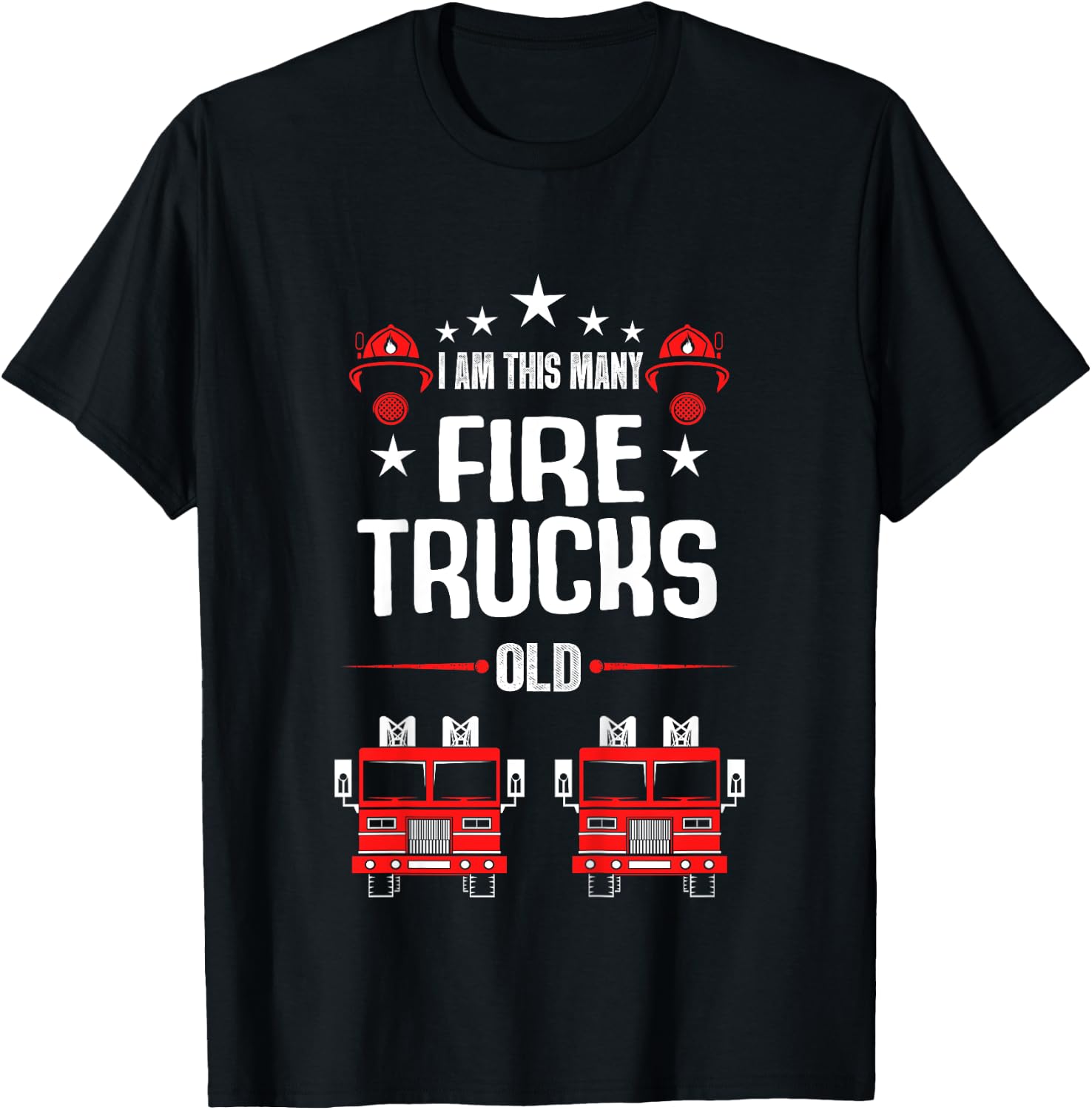 I'm This Many Firetruck Illustration 2nd Birthday Child T-Shirt - T-Shirt | Black