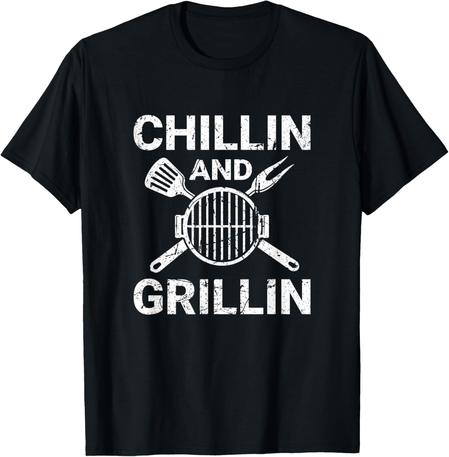 Vintage Chilling and Grilling Cookout BBQ T-Shirt - T-Shirt | Black