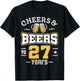 27th Birthday Cheers And Beers to 27 Years Funny Gift T-Shirt - T-Shirt | Black