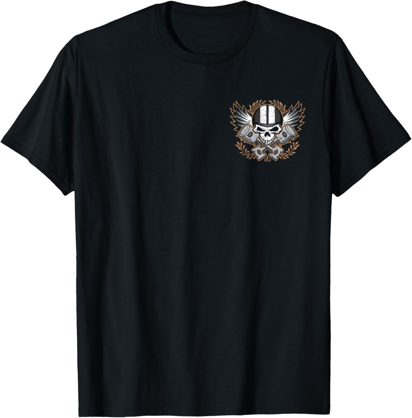 Live to Ride, Ride to Live Biker Skull Distressed Design T-Shirt - T-Shirt | Black