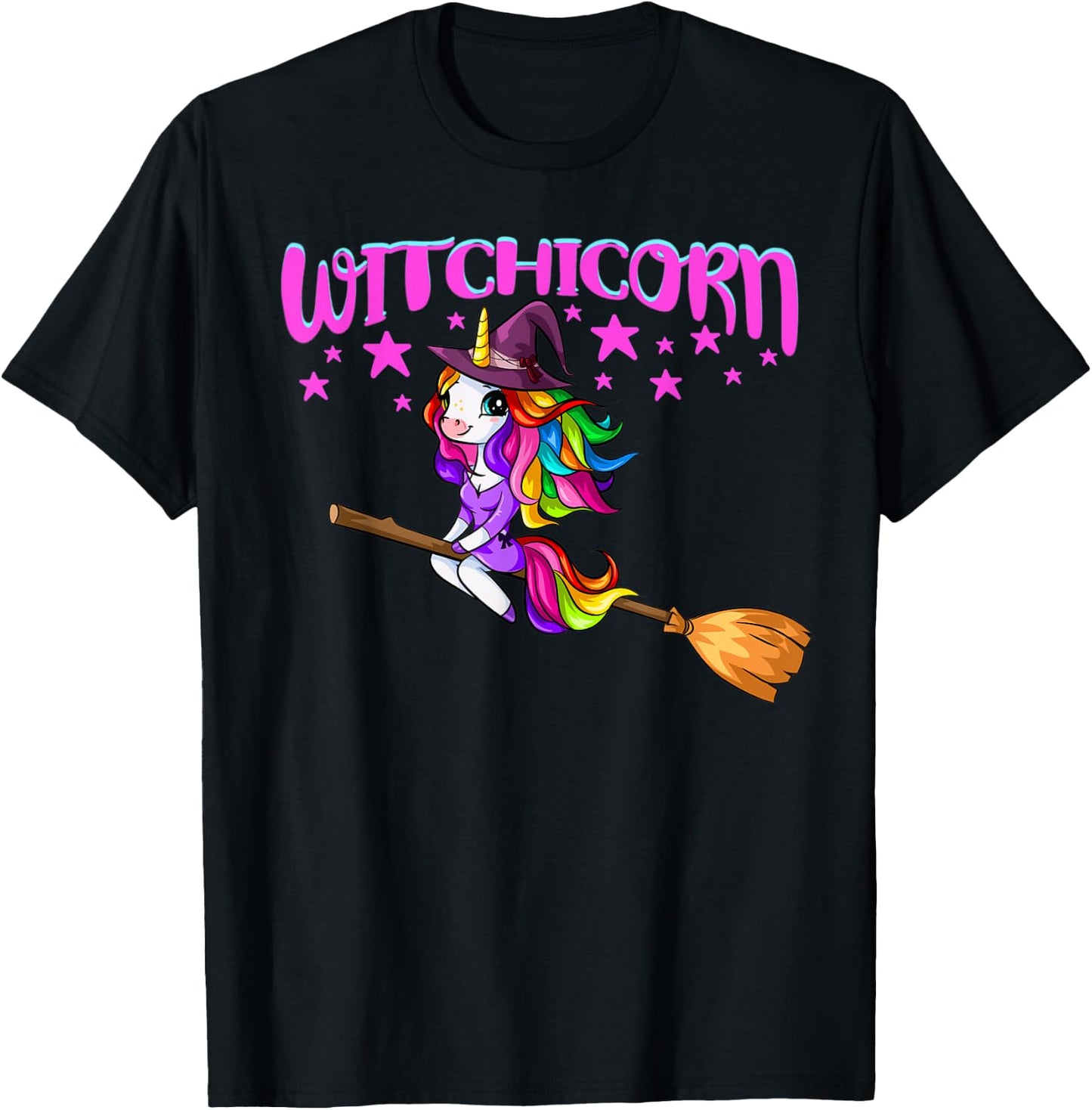 Unicorn Witch On A Broomstick Funny Women Halloween Costume T-Shirt - T-Shirt | Black