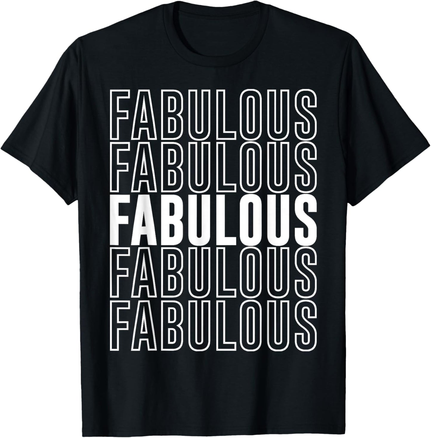 Fabulous Apparel Classic Novelty Black Small Letter Print T-Shirt - T-Shirt | Black