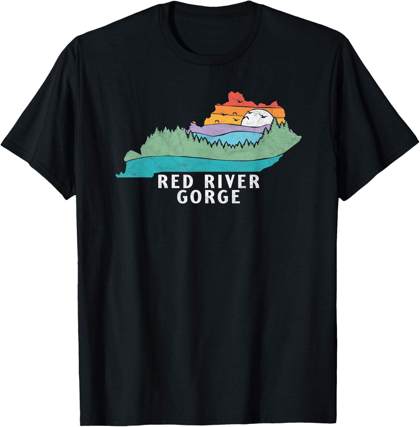 Red River Gorge Kentucky Outdoors State Nature Retro T-Shirt - T-Shirt | Black