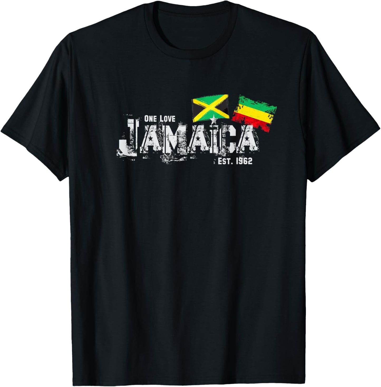 Jamaica a Love Rastafari Flag T-Shirt - T-Shirt | Black