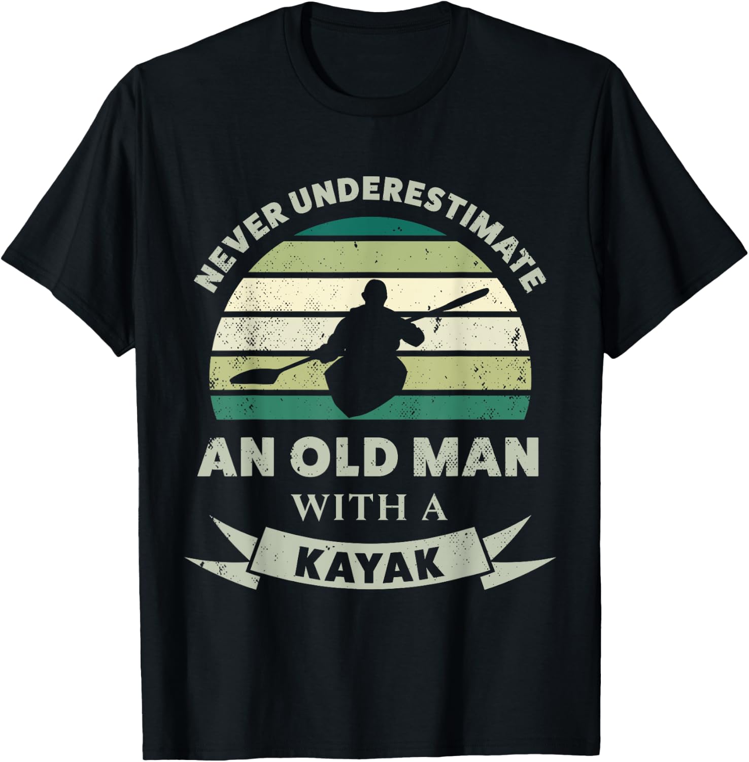 Old Man with a Kayak Funny Dad Gift T-Shirt - T-Shirt | Black
