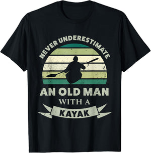 Old Man with a Kayak Funny Dad Gift T-Shirt - T-Shirt | Black