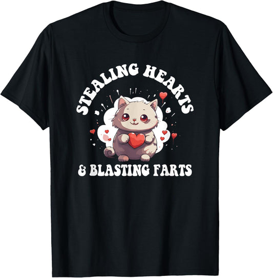 Stealing Hearts And Blasting Farts Cute Cat Kids Toddler T-Shirt - T-Shirt | Black
