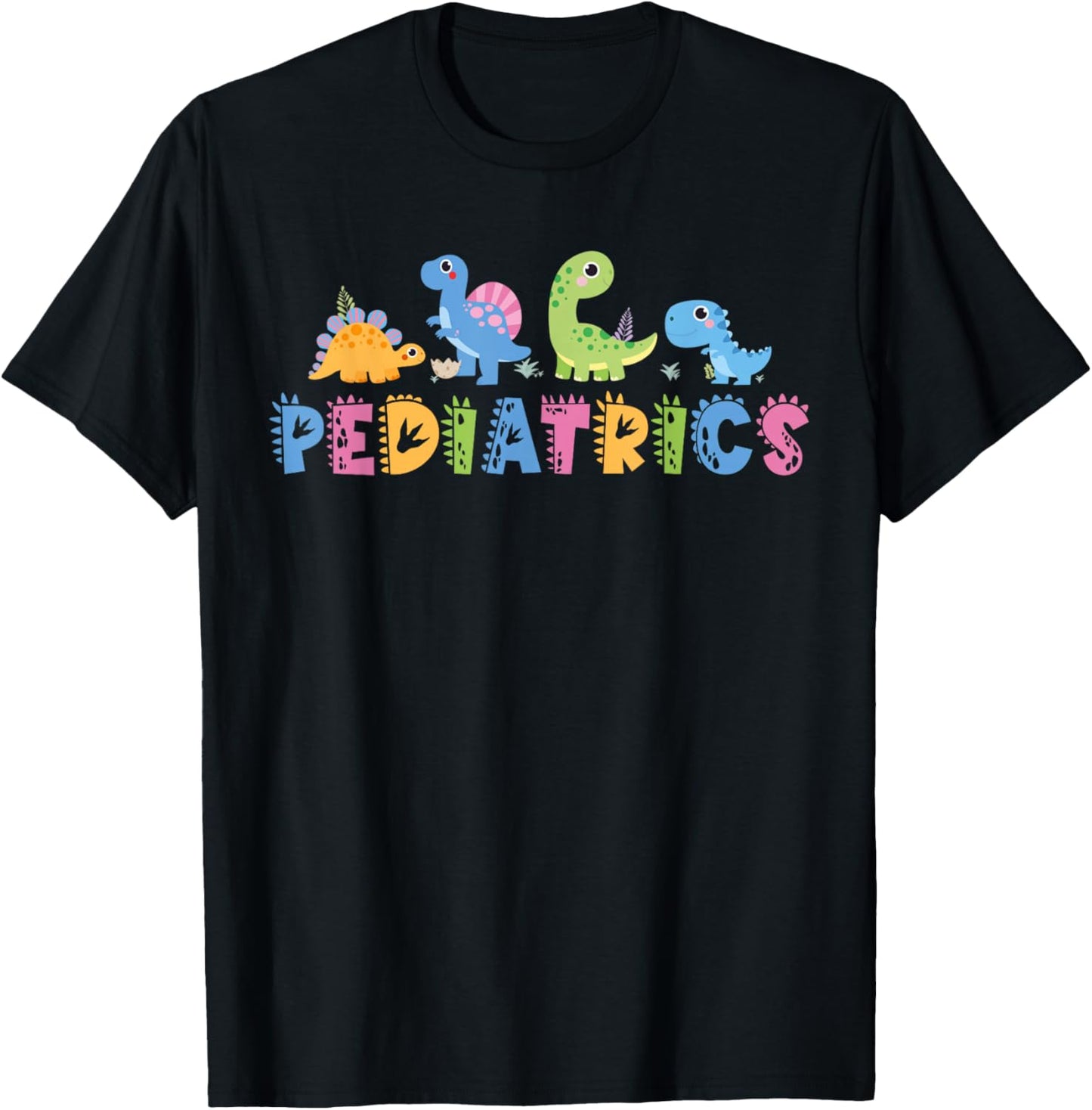 Pediatrics Pediatric Squad Nurse Dinosaur Cute Peds Animal T-Shirt - T-Shirt | Black