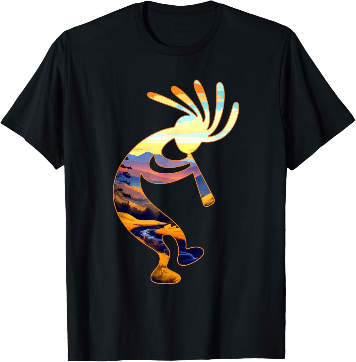 Dancing Kokopelli Southwestern USA Symbol T-Shirt - T-Shirt | Black