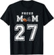 Custom Proud Football Mom Number 27 Personalized T-Shirt - T-Shirt | Black
