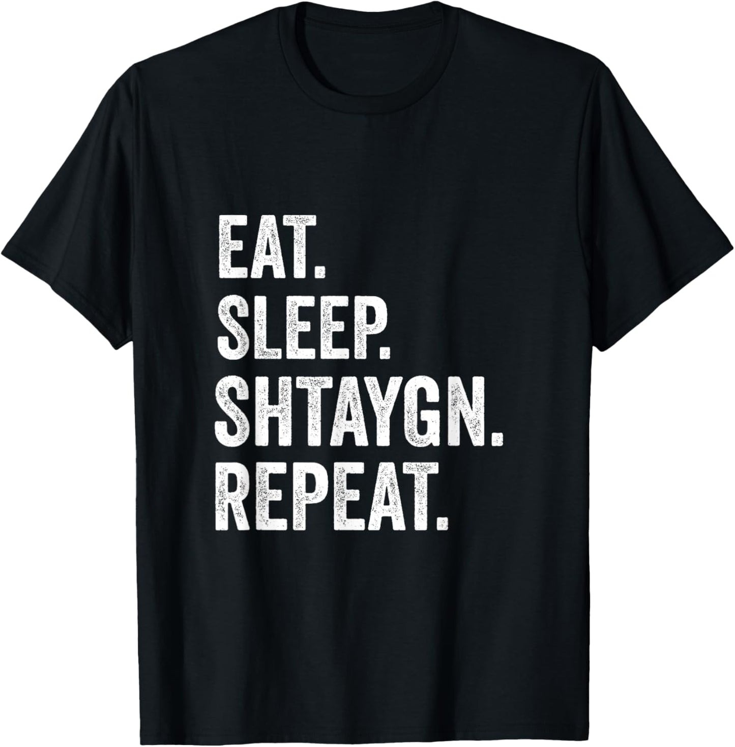 Eat Sleep Shtaygn Repeat Torah Yeshiva Jewish Summer Camp T-Shirt - T-Shirt | Black