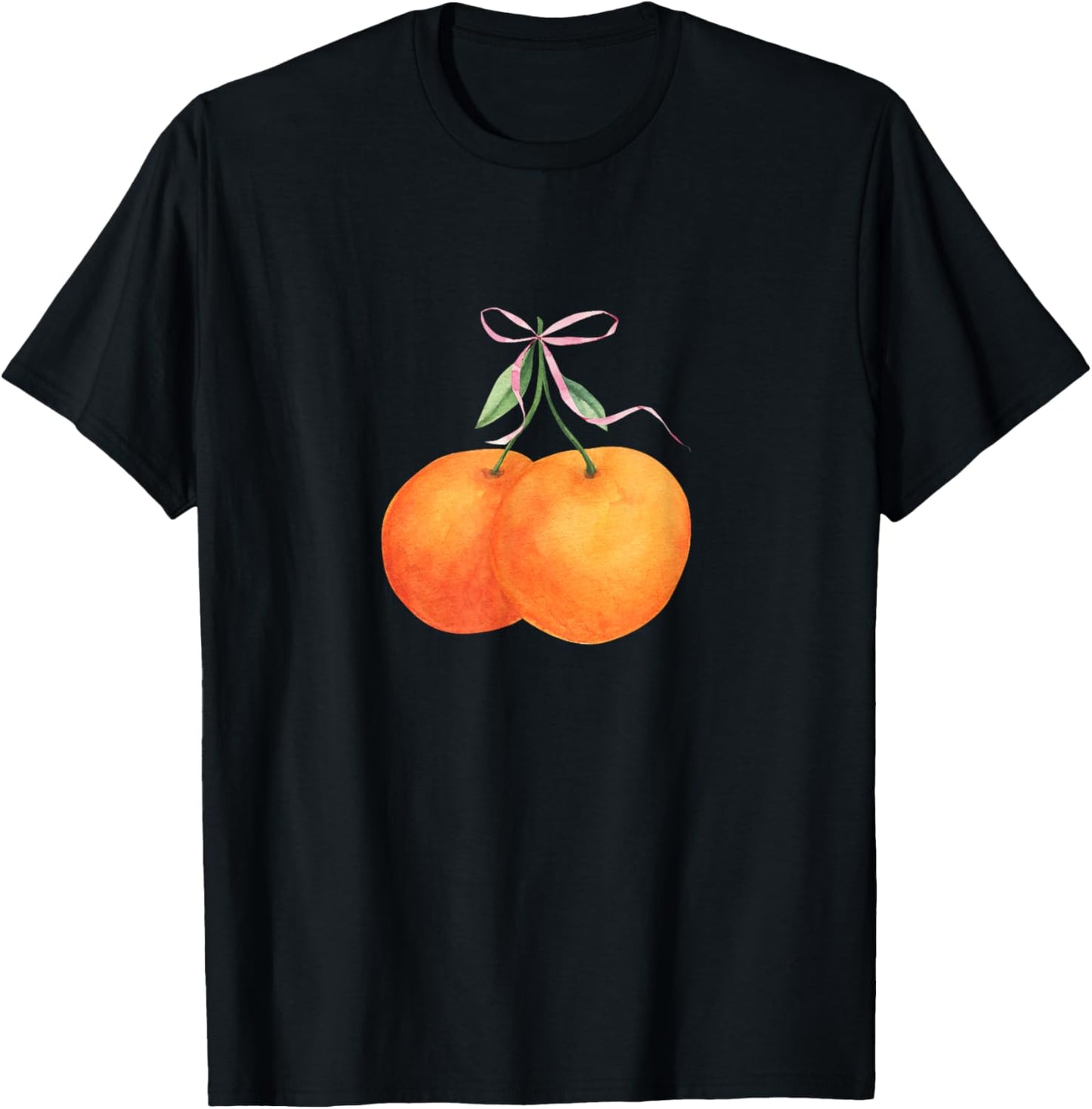 Vintage Orange fruit coquette bow Oranges Boho Y2K bows T-Shirt - T-Shirt | Black