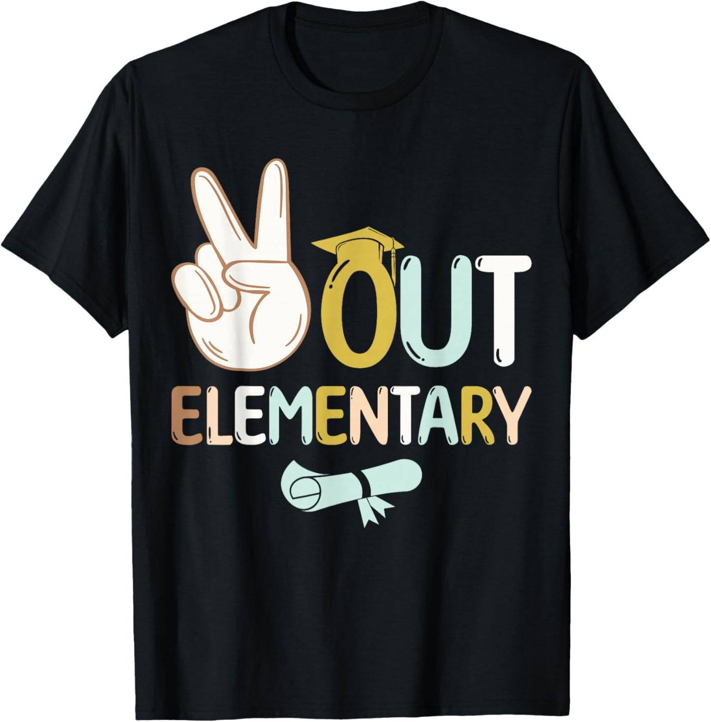 Peace Out Elementary School Funny Last Day Of School T-Shirt - T-Shirt | Black