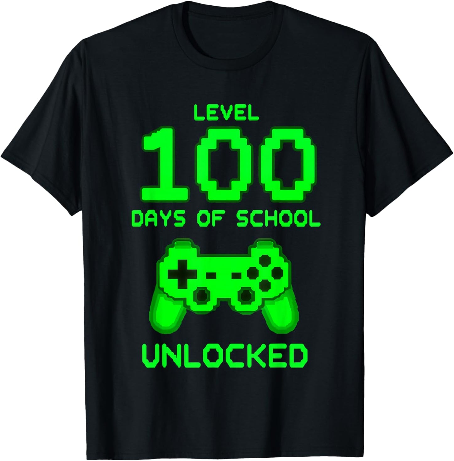 Level 100 Days of School Gamer Unlocked T-Shirt - T-Shirt | Black