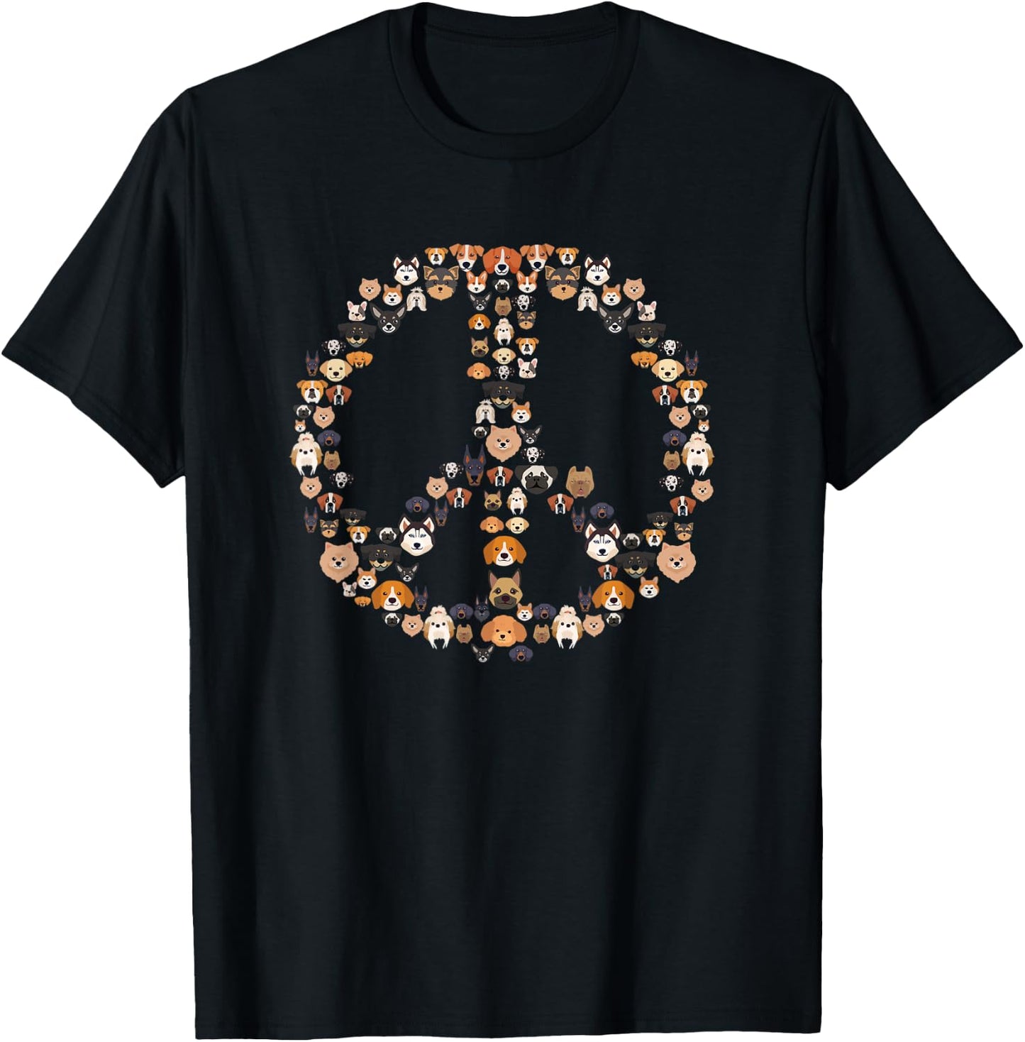 Peace Sign Hippie Retro Rescue Dog Breeds Pet Owner Animal Women Kids T-Shirt - T-Shirt | Black