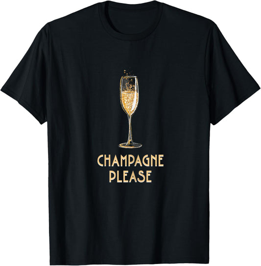 Champagne and Prosecco – Champagne Please , Black, Female X-Small T-Shirt - T-Shirt | Black