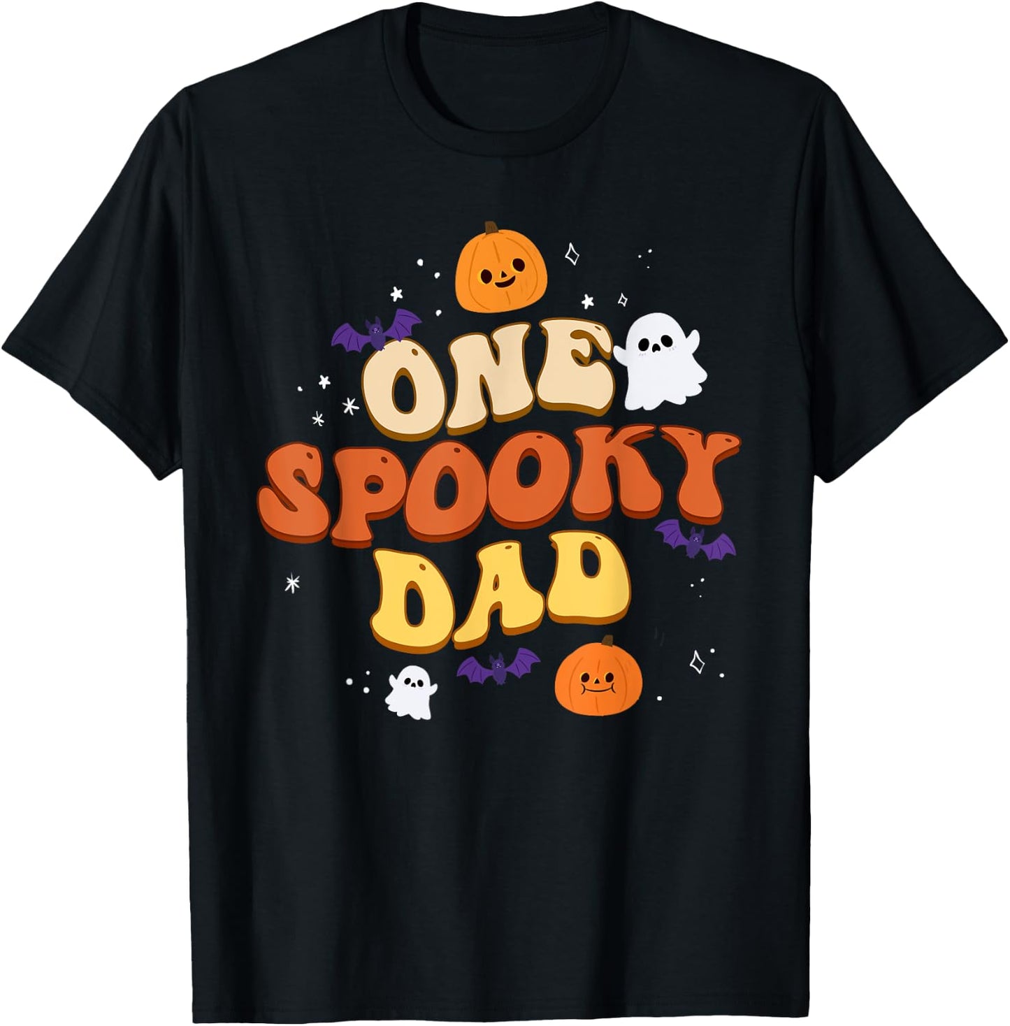One Spooky Dad Boo Halloween Cute Family Matching Group T-Shirt - T-Shirt | Black