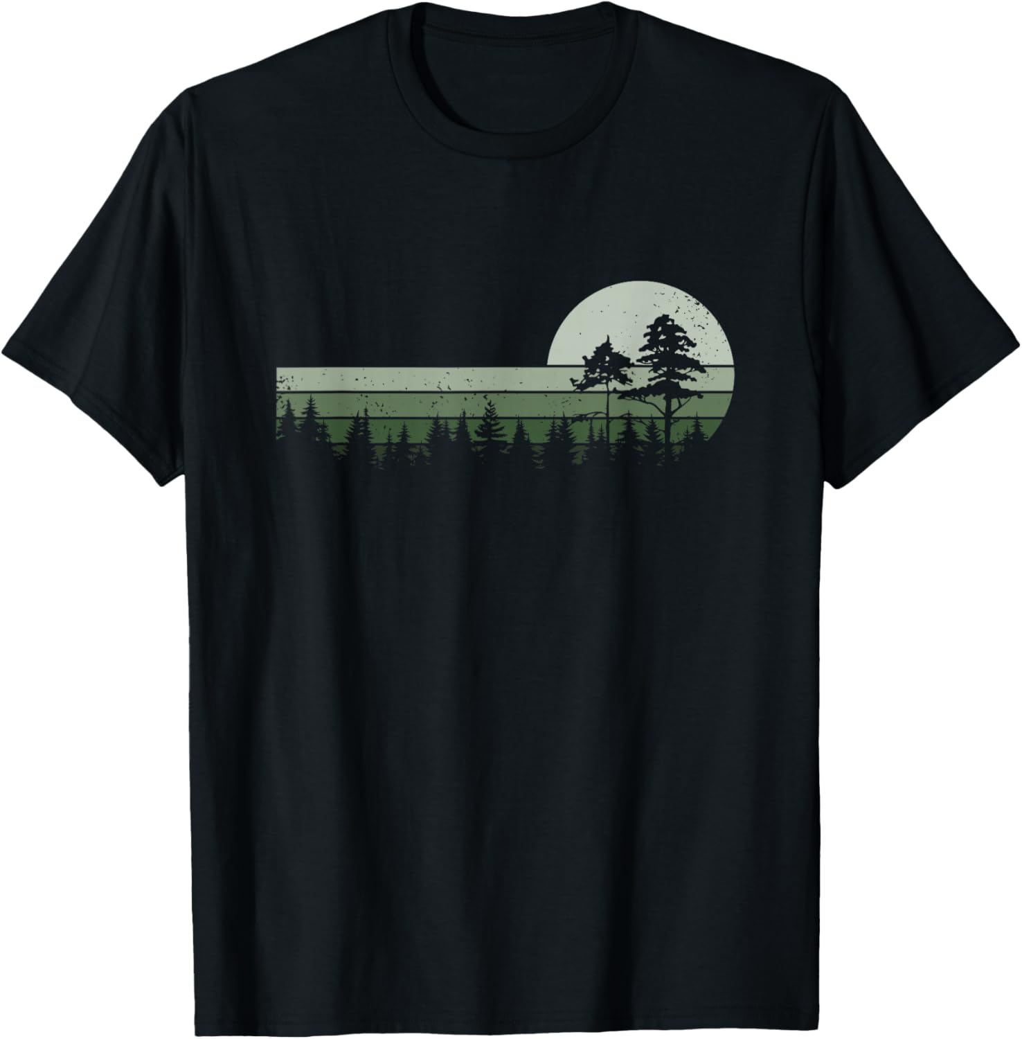 Vintage Forest Trees Wildlife Nature T-Shirt - T-Shirt | Black