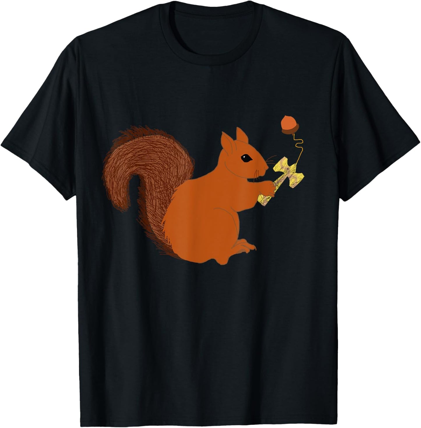 Kendama Sweet Squirrel Playing Kendama Cup Sports T-Shirt - T-Shirt | Black