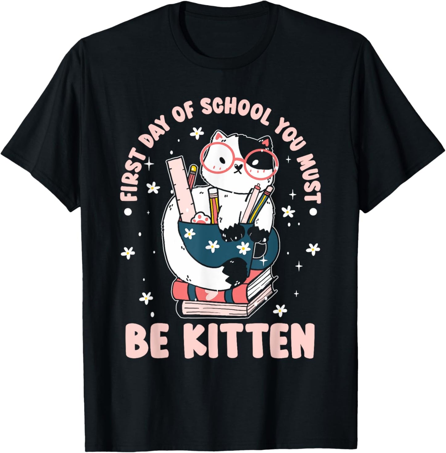 Cute Cat First Day Of School Women Kids T-Shirt - T-Shirt | Black