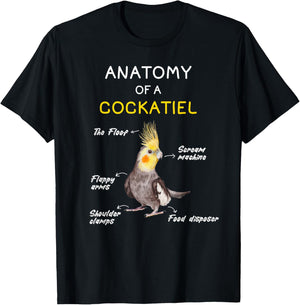 Cockatiel Shirt Funny Anatomy of a Cockatiel Parrot T-Shirt - T-Shirt | Black