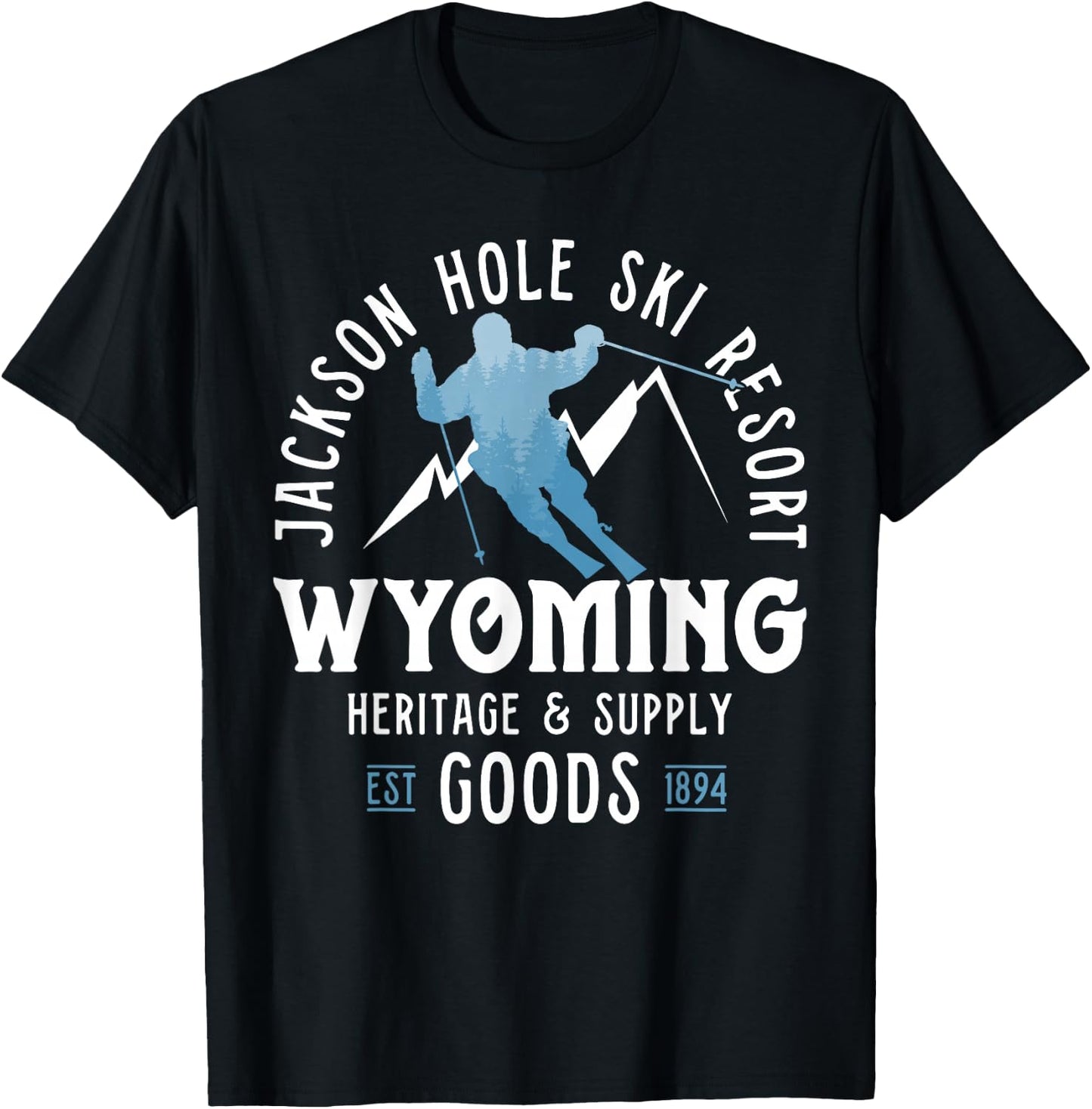 Jackson Hole Ski Resort Winter Snowboard Wyoming Vacation T-Shirt - T-Shirt | Black