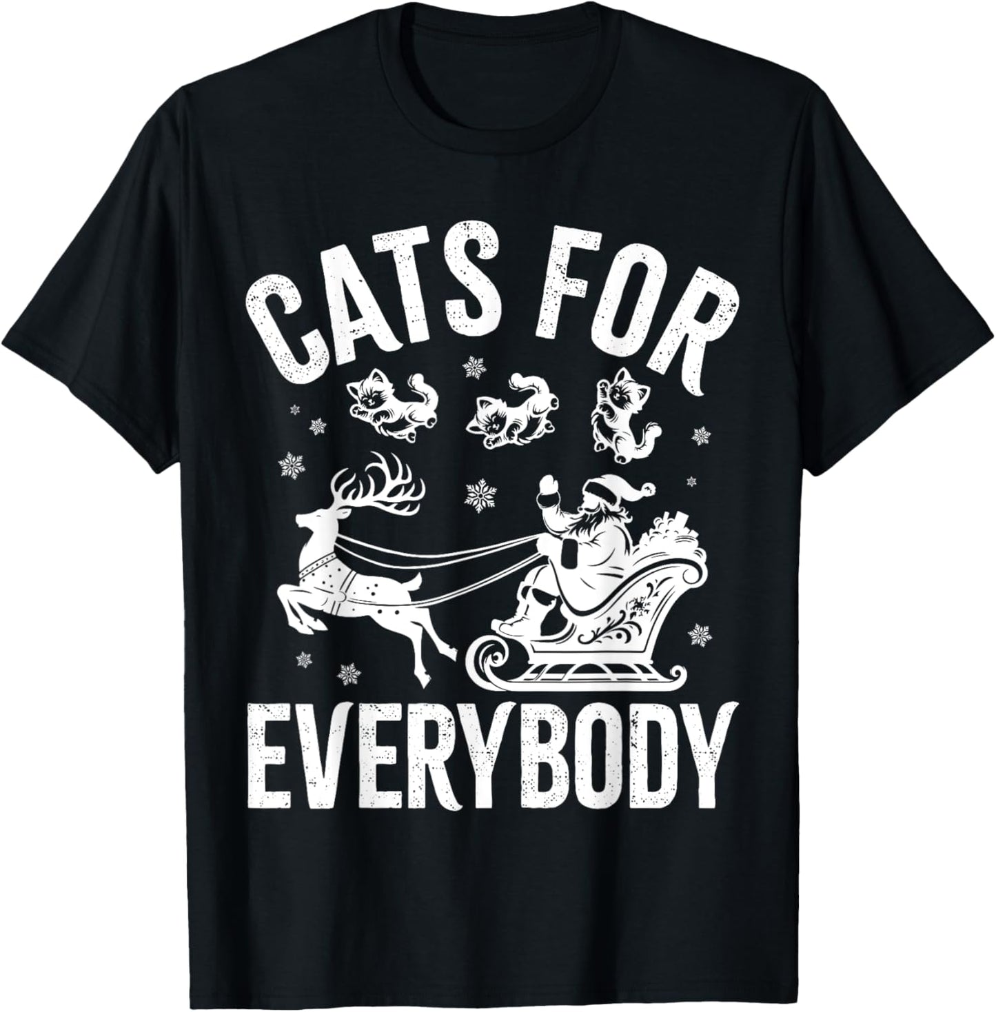 Cats For Everybody Funny Christmas Santa Cat Lover Men Women Kids T-Shirt - T-Shirt | Black
