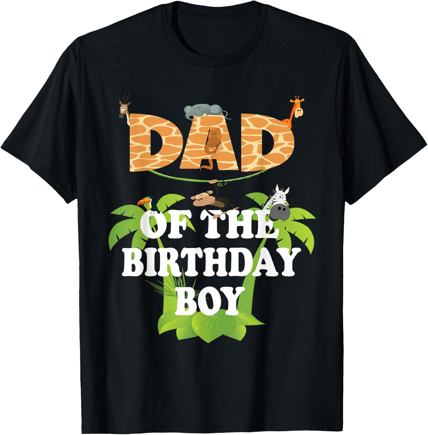 Dad Of The Birthday Boy Zoo Theme Animal Party T-Shirt - T-Shirt | Black