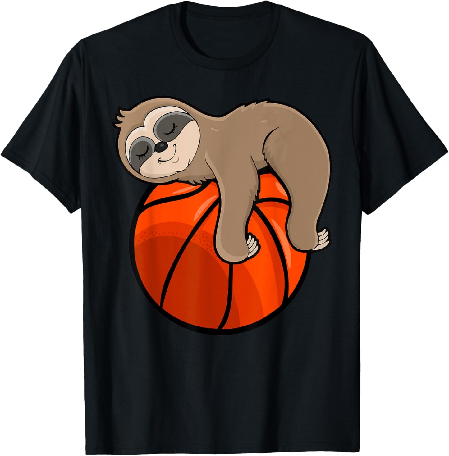 Sleeping Sloth in Basketball Pajamas Nightgown T-Shirt - T-Shirt | Black