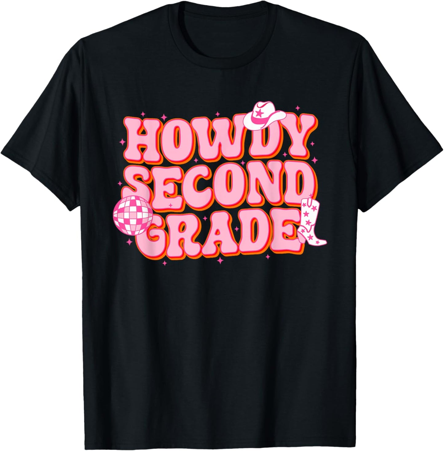 Howdy Second Grade Cowgirl Teacher 2nd Grade Back To School T-Shirt - T-Shirt | Black