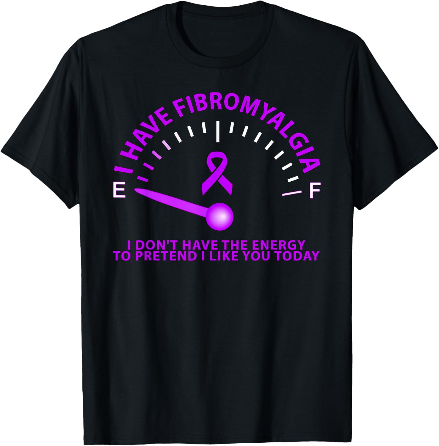 CFS and Fibromyalgia Awareness Designs I Have Fibromyalgia I Don't Have The Energy -Adult Black Short Sleeve Classic Fit Small T-Shirt - T-Shirt | Black