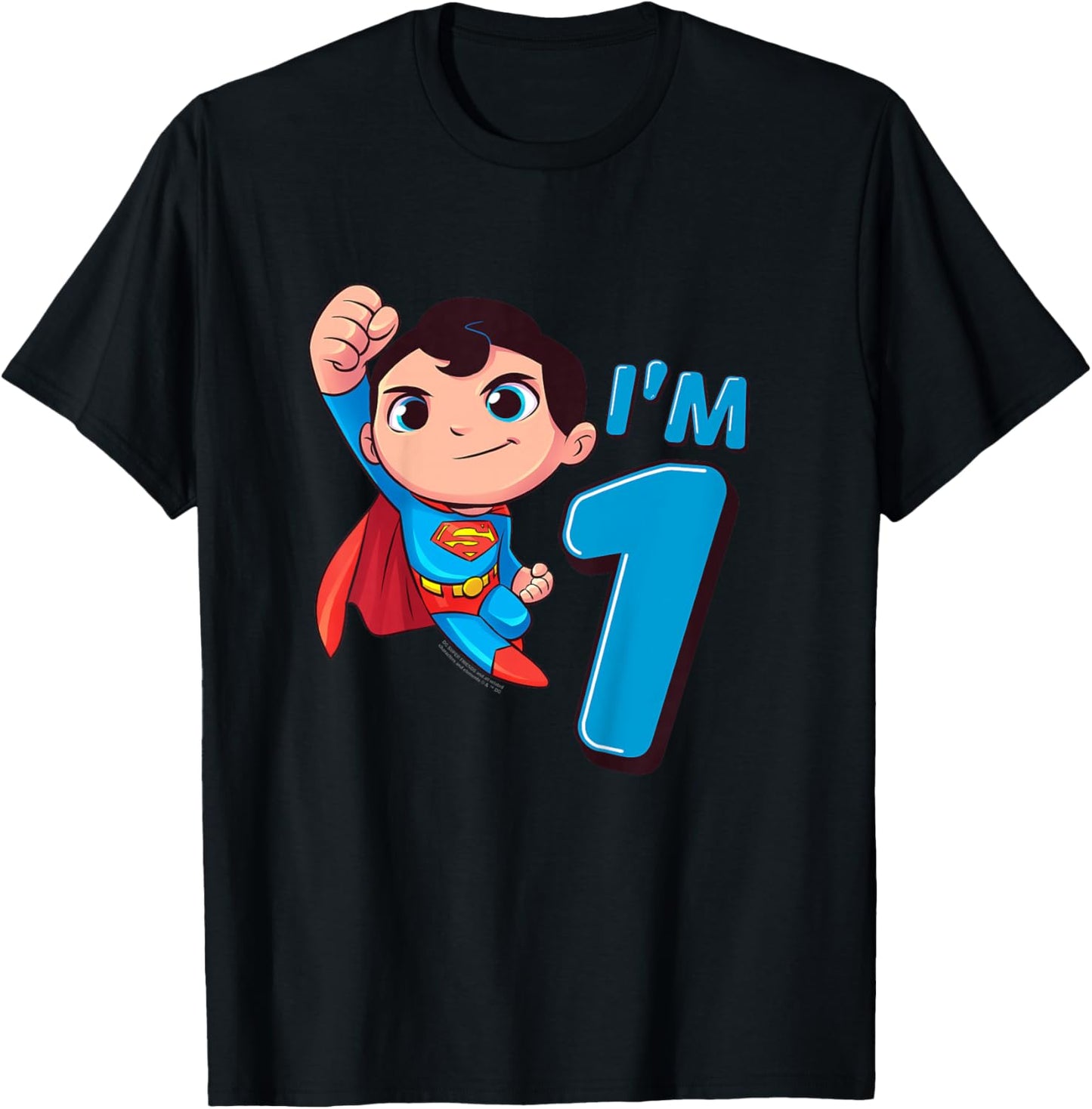 Kids Superman 1st Birthday Cute I'm 1 T-Shirt - T-Shirt | Black