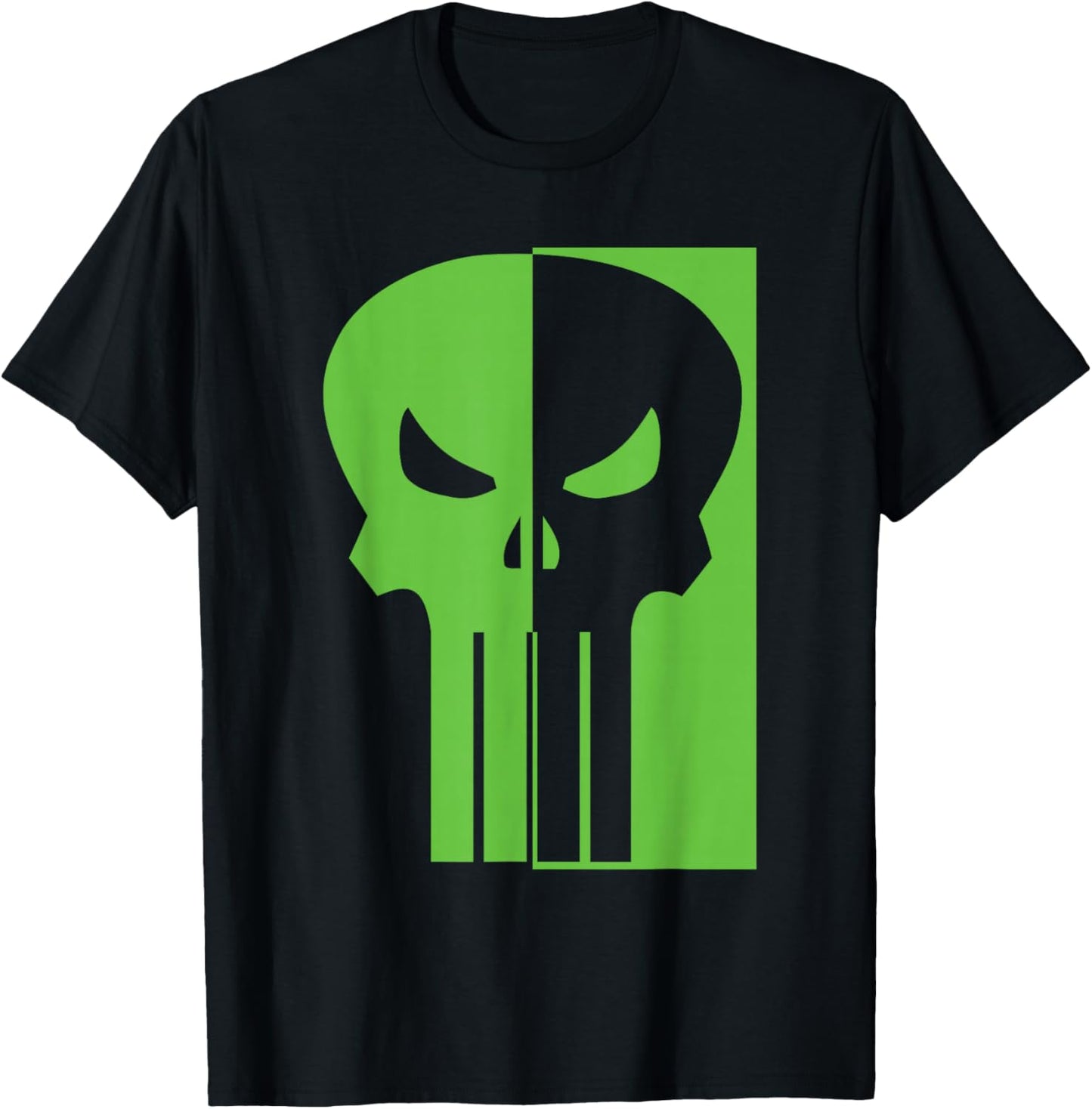 Marvel Punisher Split Face Skull Vintage Chest Logo T-Shirt - T-Shirt | Black