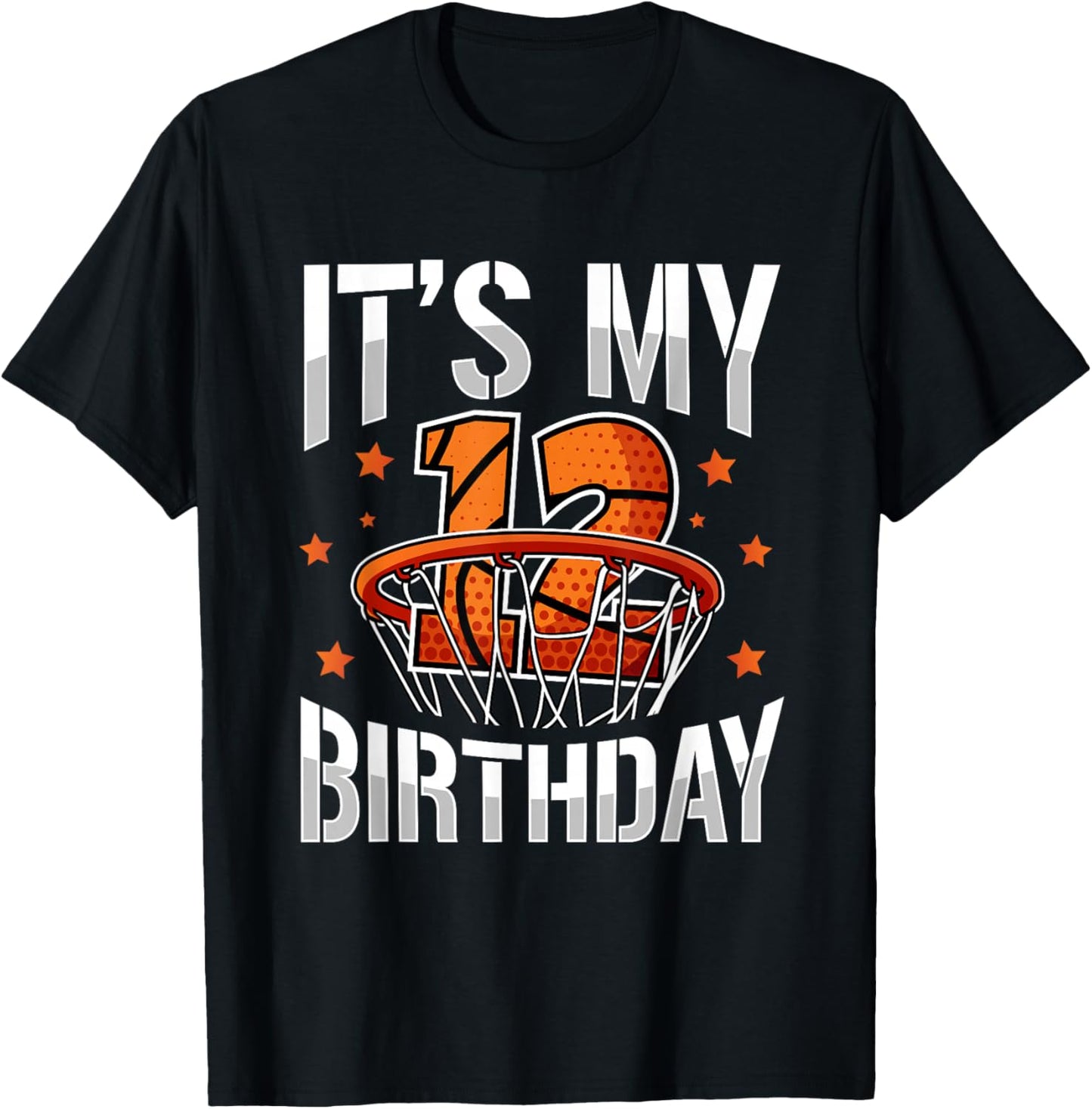 12 Years Old 12th Birthday Basketball Party Boys Kids T-Shirt - T-Shirt | Black