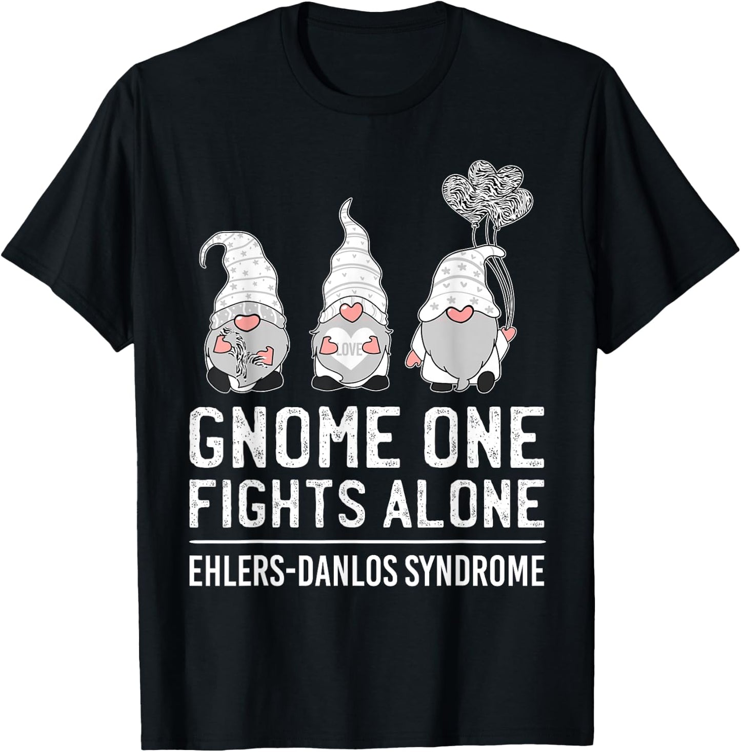 Gnome One Fights Alone Ehlers-Danlos Syndrome EDS Awareness T-Shirt - T-Shirt | Black