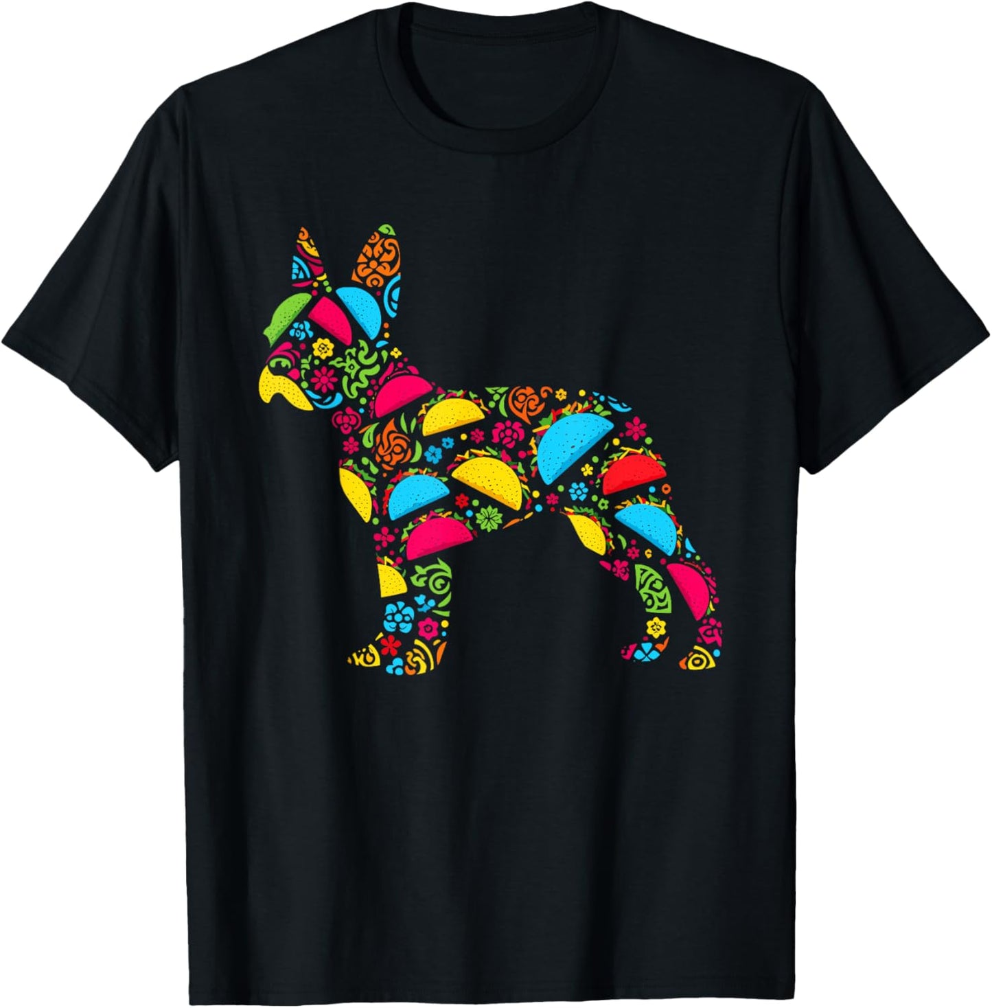 Boston Terrier Tacos Mexican Cinco De Mayo Taco T-Shirt - T-Shirt | Black