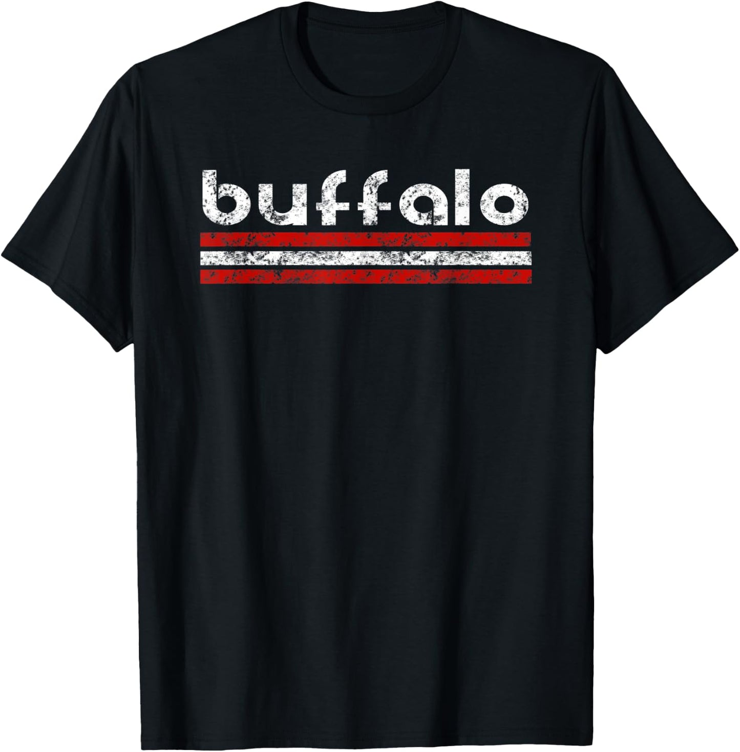 Buffalo New York Retro Vintage Weathered Throwback T-Shirt - T-Shirt | Black